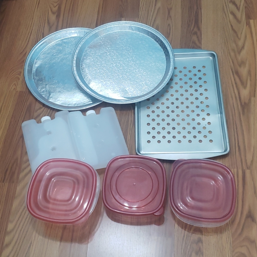 8 pc kitchen extras lot storage container ice pack